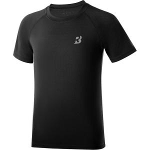 imageRoadbox Boys Rash Guard Swim Shirt UPF 50 Sun Protection Short Sleeve Quick Dry Rashguard Water Shirt for KidsBlack