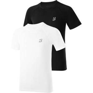 imageRoadbox Boys Rash Guard Swim Shirt UPF 50 Sun Protection Short Sleeve Quick Dry Rashguard Water Shirt for KidsBw