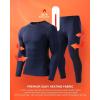 imageRoadbox Thermal Underwear for Men Fleece Lined Long Johns Base Layer Ski Thermals Top and Bottom Set02blue With Black Sides