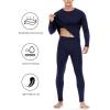 imageRoadbox Thermal Underwear for Men Fleece Lined Long Johns Base Layer Ski Thermals Top and Bottom SetBlue