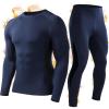 imageRoadbox Thermal Underwear for Men Fleece Lined Long Johns Base Layer Ski Thermals Top and Bottom Set02blue With Black Sides