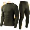 imageRoadbox Thermal Underwear for Men Fleece Lined Long Johns Base Layer Ski Thermals Top and Bottom Set02green With Black Sides