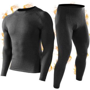 imageRoadbox Thermal Underwear for Men Fleece Lined Long Johns Base Layer Ski Thermals Top and Bottom SetDark Gray