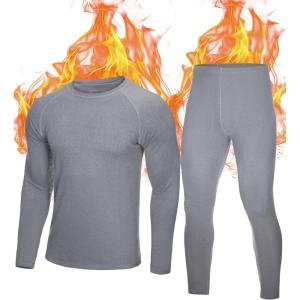 imageRoadbox Thermal Underwear for Men Fleece Lined Long Johns Base Layer Ski Thermals Top and Bottom SetSoft Gray