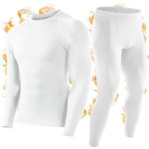 imageRoadbox Thermal Underwear for Men Fleece Lined Long Johns Base Layer Ski Thermals Top and Bottom SetWhite