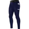 imageRoadbox Mens Compression Pants Running Tights with Pockets Athletic Leggings Base Layer for Workout Basketball Cycling Sport1 Packdeep Sea Blue