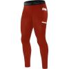 imageRoadbox Mens Compression Pants Running Tights with Pockets Athletic Leggings Base Layer for Workout Basketball Cycling Sport1 Packtomato Red
