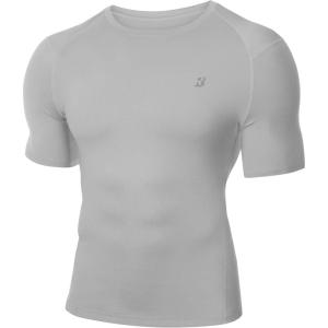 imageRoadbox Mens Compression Shirt Short Sleeve Cool Dry Athletic Football Base Layer Tops Sports Running Workout T ShirtsLight Gray