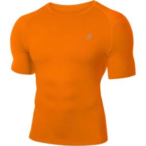 imageRoadbox Mens Compression Shirt Short Sleeve Cool Dry Athletic Football Base Layer Tops Sports Running Workout T ShirtsOrange