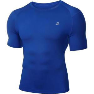 imageRoadbox Mens Compression Shirt Short Sleeve Cool Dry Athletic Football Base Layer Tops Sports Running Workout T ShirtsRoyal Blue