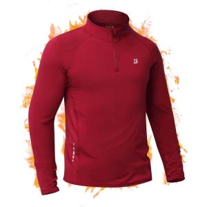 imageRoadbox Mens Quarter Zip Thermal Pullover Fleece Lined Athletic Golf Sweatshirt Long Sleeve Winter Running Workout ShirtsRed