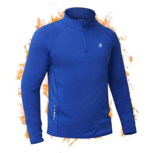 imageRoadbox Mens Quarter Zip Thermal Pullover Fleece Lined Athletic Golf Sweatshirt Long Sleeve Winter Running Workout ShirtsRoyal Blue