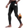 imageMens Fleece Lined Thermal Compression Pants  Running Tights with Pockets Ski Leggings Athletic Base Layer BottomsBlack