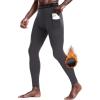 imageMens Fleece Lined Thermal Compression Pants  Running Tights with Pockets Ski Leggings Athletic Base Layer BottomsDark Gray