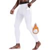 imageMens Fleece Lined Thermal Compression Pants  Running Tights with Pockets Ski Leggings Athletic Base Layer BottomsWhite