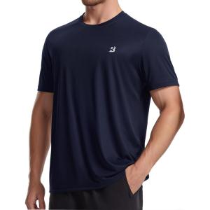 imageRoadbox Mens UPF 50 Swim Rash Guard Short Sleeve UV Sun Protection Workout Athletic Shirts Quick Dry Gym Running Tee TopsNavy