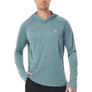 imageRoadbox UPF 50 Fishing Shirts for Men Long Sleeve UV Sun Protection Lightweight Rash Guard Hoodie for Hiking WorkoutGrey Green