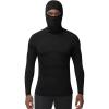 imageRoadbox Mens Compression Shirt Hoodie with Mask Long Sleeve Workout Athletic Base Layer Sports Gym Running Undershirt TopBlack