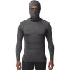 imageRoadbox Mens Compression Shirt Hoodie with Mask Long Sleeve Workout Athletic Base Layer Sports Gym Running Undershirt TopGray