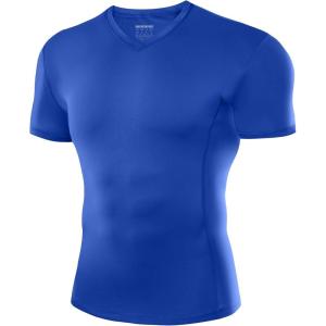 imageRoadbox Mens Compression Shirt Short Sleeve VNeck Gym Running Sports TShirt Cool Dry Athletic Base Layer UndershirtsRoyal Blue