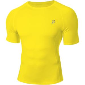 imageRoadbox Compression Shirt Men Short Sleeve Cool Dry Base Layer Athletic Undershirts Workout TShirt for Sports Gym RunningGold