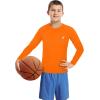 imageRoadbox Boys Youth Compression Shirts  Long Sleeve Athletic Undershirt Kids Quick Dry Base Layers for Baseball Soccer1 Packfluorescent Orange