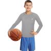 imageRoadbox Boys Youth Compression Shirts  Long Sleeve Athletic Undershirt Kids Quick Dry Base Layers for Baseball Soccer1 Packlight Grey