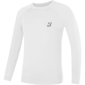imageRoadbox Boys Youth Compression Shirts  Long Sleeve Athletic Undershirt Kids Quick Dry Base Layers for Baseball Soccer1packwhite