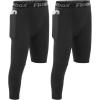 imageRoadbox Boys One Leg Compression PantsAthletic 34 Football TightsYouth Single Leg Sports Base Layer Leggings Pockets2black