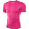 imageRoadbox Mens Compression Shirt Short Sleeve VNeck Gym Running Sports TShirt Cool Dry Athletic Base Layer UndershirtsRose Red