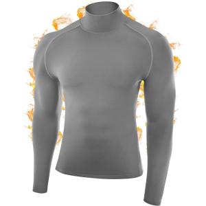 imageRoadbox Mens Thermal Compression Shirts Mock Turtleneck Long Sleeve Fleece Lined Undershirt Base Layer for Winter WorkoutLight Gray