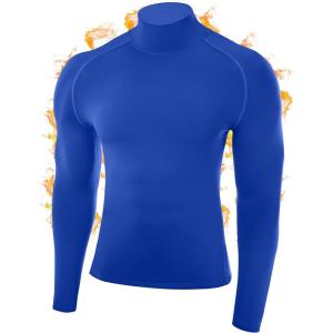 imageRoadbox Mens Thermal Compression Shirts Mock Turtleneck Long Sleeve Fleece Lined Undershirt Base Layer for Winter WorkoutRoyal Blue