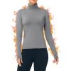 imageRoadbox Womens Thermal Underwear Tops Turtleneck Warm Fleece Lined Long Sleeve Shirts Winter Cold Weather Ski Base LayerLight Gray