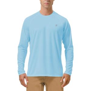 imageRoadbox Mens UPF 50 UV Sun Protection Shirts Outdoor Long Sleeve SPF Rash Guard for Fishing Hiking Swimming RunningBlue