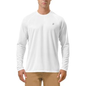 imageRoadbox Mens UPF 50 UV Sun Protection Shirts Outdoor Long Sleeve SPF Rash Guard for Fishing Hiking Swimming RunningWhite