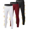 imageRoadbox Youth Boys Thermal Compression Pants Fleece Lind Base Layer Sports Leggings Athletic Tights for Cold Weather3 Pack Redblackwhite