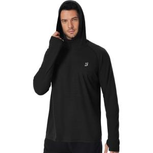 imageRoadbox Mens UPF 50 Fishing Shirt Long Sleeve UV Sun Protection Hoodies Quick Dry Rash Guard for Hiking Outdoor WorkingBlack