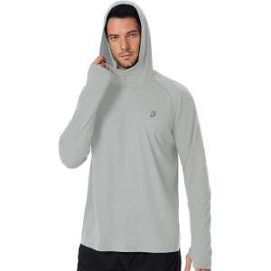 imageRoadbox Mens UPF 50 Fishing Shirt Long Sleeve UV Sun Protection Hoodies Quick Dry Rash Guard for Hiking Outdoor WorkingStyle 2light Gray