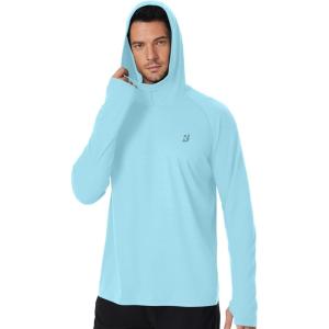 imageRoadbox Mens UPF 50 Fishing Shirt Long Sleeve UV Sun Protection Hoodies Quick Dry Rash Guard for Hiking Outdoor WorkingStyle 2sky Blue