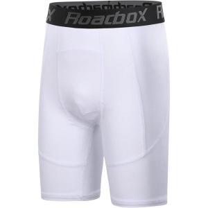 imageRoadbox Youth Boys Compression Shorts  Spandex Athletic Kids Running Compression Underwear for Basketball Baseball Soccer03 White