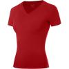 imageRoadbox Womens Compression Shirt Short Sleeve V Neck Workout Tops Quick Dry Athletic Gym Base Layer for Yoga Running SportsRed