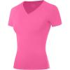 imageRoadbox Womens Compression Shirt Short Sleeve V Neck Workout Tops Quick Dry Athletic Gym Base Layer for Yoga Running SportsRose Red