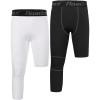 image:imageRoadbox Boys One Leg Compression Pants 2Pack 34 Athletic Basketball Leggings Youth Sports Baselayer Tights06 Blackwhiteright Long