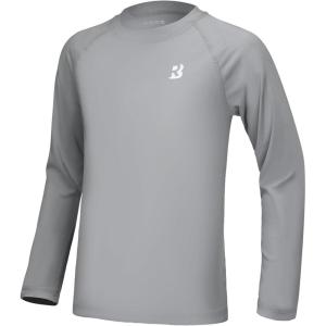 image:imageRoadbox Boys UPF 50 Rash Guard Swim Shirt 2 Pack Sun Protection Long Sleeve Shirts Athletic UV Beach Rashguard for Kids1 Pack Gray