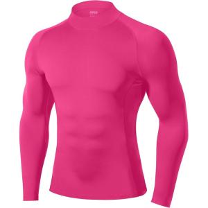 image:imageRoadbox Mens Compression Shirt Mock Turtleneck Long Sleeve Undershirt Quick Dry Athletic Base Layer for Sports and WorkoutMagenta