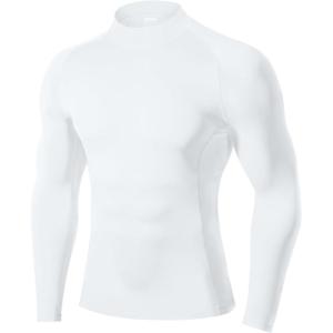 image:imageRoadbox Mens Compression Shirt Mock Turtleneck Long Sleeve Undershirt Quick Dry Athletic Base Layer for Sports and WorkoutWhite