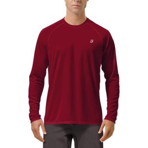 image:imageRoadbox Mens UPF 50 UV Sun Protection Shirts Outdoor Long Sleeve SPF Rash Guard for Fishing Hiking Swimming Running1 Pack  Beet Red
