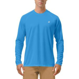 image:imageRoadbox Mens UPF 50 UV Sun Protection Shirts Outdoor Long Sleeve SPF Rash Guard for Fishing Hiking Swimming Running1 Pack  Campanula Blue