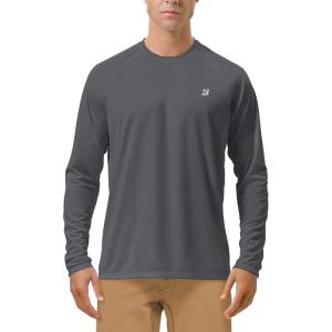 image:imageRoadbox Mens UPF 50 UV Sun Protection Shirts Outdoor Long Sleeve SPF Rash Guard for Fishing Hiking Swimming Running1 Pack  Dark Gray