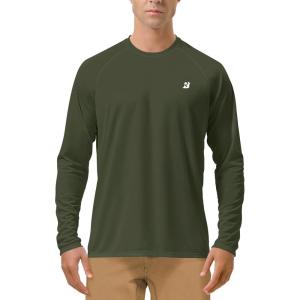 image:imageRoadbox Mens UPF 50 UV Sun Protection Shirts Outdoor Long Sleeve SPF Rash Guard for Fishing Hiking Swimming Running1 Pack  Dark Green